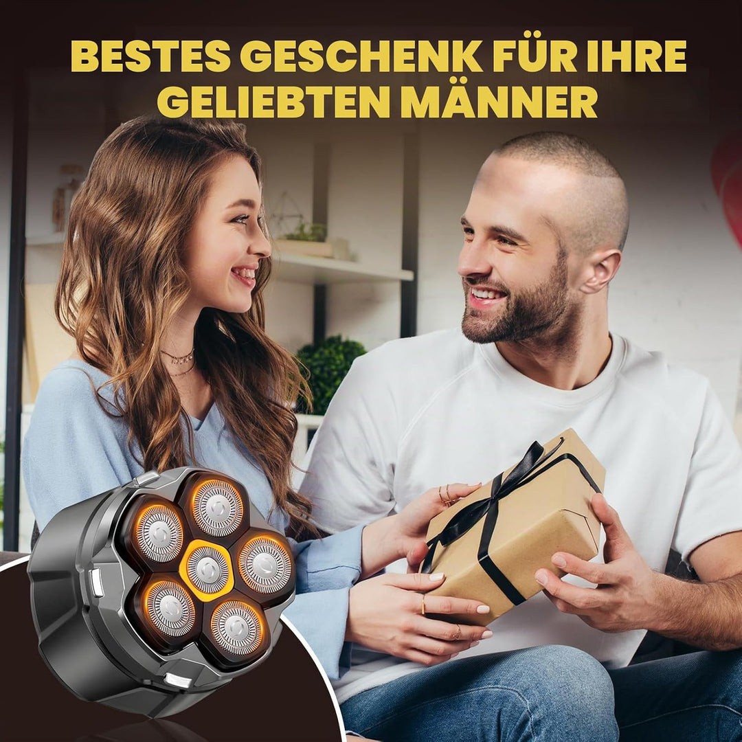 Glatzen Rasierer Herren mit LED Anzeige, Wasserdicht 6D Flexibler Glatzenrasierer, Magnetische Schwe