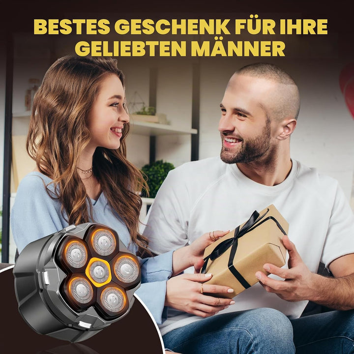 Glatzen Rasierer Herren mit LED Anzeige, Wasserdicht 6D Flexibler Glatzenrasierer, Magnetische Schwe