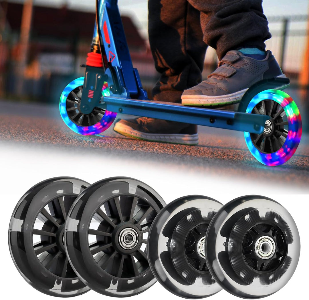 Leuchtende Scooter Räder, 2 Paar Led Scooter Rollen Räder, 80mm,120mm Scooter Ersatzräder, Stunt Sco