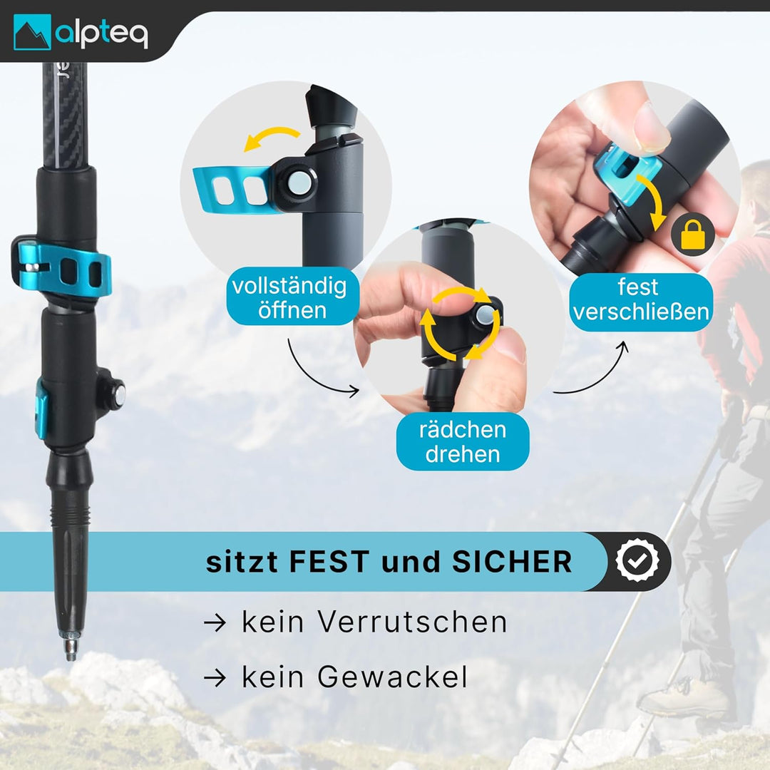 Carbon Wanderstöcke Teleskop – Ultraleichte Trekkingstöcke Kohlenstofffaser & Aluminium für Damen, H
