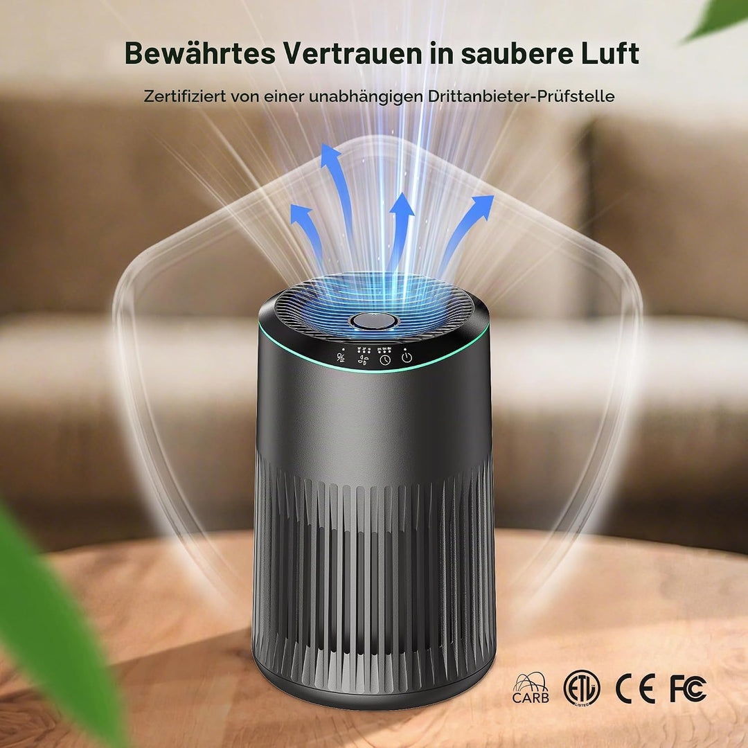 Luftreiniger für Schlafzimmer Zuhause, Luftreiniger Allergiker für Schlafzimmer Büro Raucherzimmer,