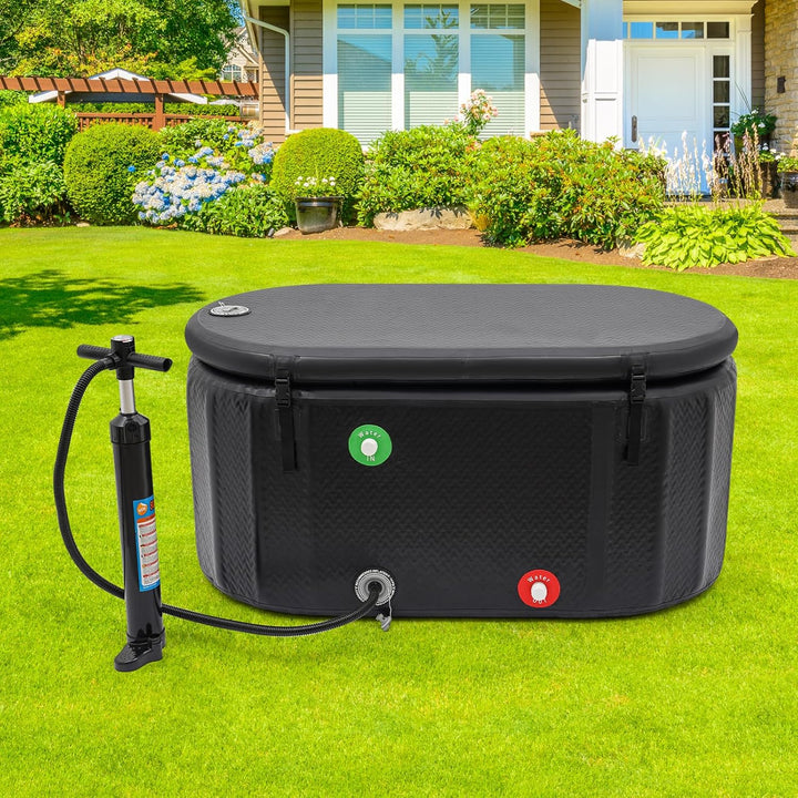 Aufblasbare Badewanne Erwachsene 275L Eisbad Eistonne Faltbare Eisbaden Tonne outdoor mit Aufblaspum
