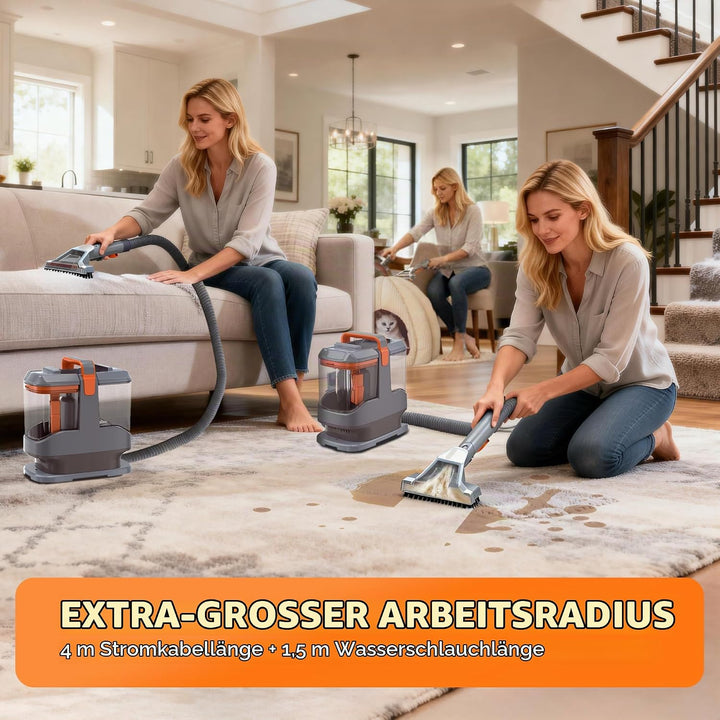 Polsterreiniger Gerät 450W 13kPa, Nasssauger Polsterreiniger für Sofa &amp; Auto, Waschsauger Teppichrei