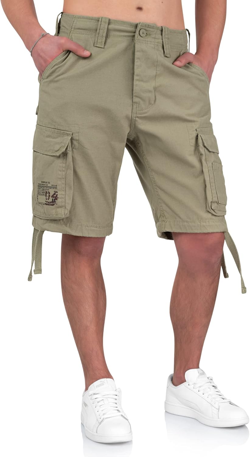 Surplus Raw Vintage Airborne Herren Cargo Shorts S Oliv Light, S Oliv Light