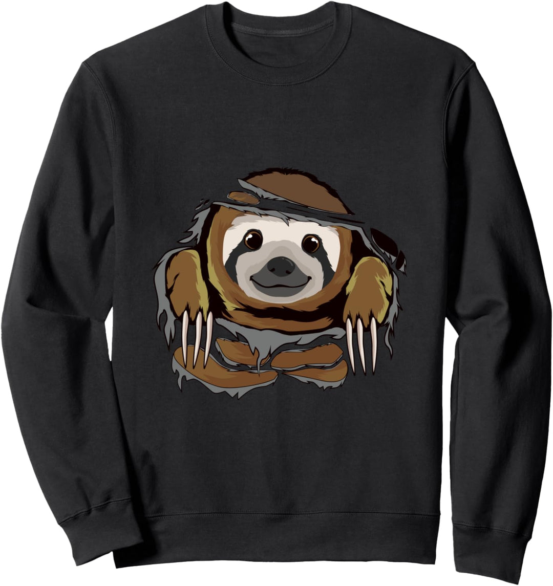 Faultier schaut durch zerrissene Kleidung Faultiere Sweatshirt