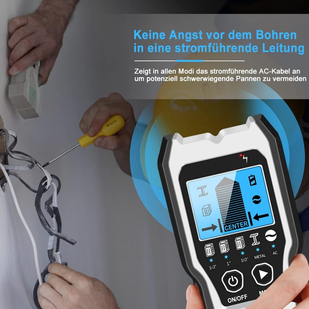 FOLAI Leitungssucher Ortungsgerät 5 in 1，verbesserter elektronischer Wandscanner mit HD-LCD-Display