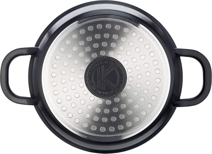 Karl Krüger 22016D Fleischtopf mit Glasdeckel Delta, Aluminium, Schwarz, 16 cm, 16 CM