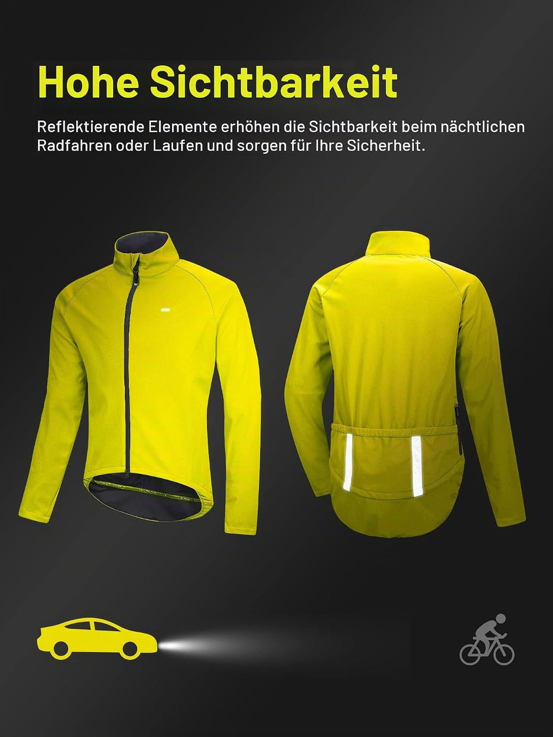 33,000ft Fahrradjacke Herren wasserdichte Laufjacke Atmungsaktive Leicht Radjacke Wandern Radsport-J