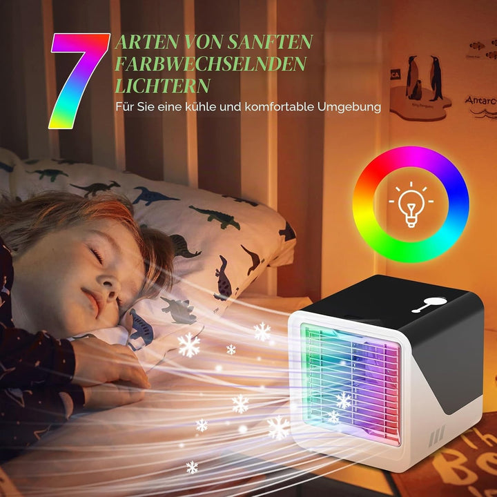Klimaanlagen-Ventilator mit 3 Geschwindigkeiten, austauschbarer Filter und Luftbefeuchter, leise und