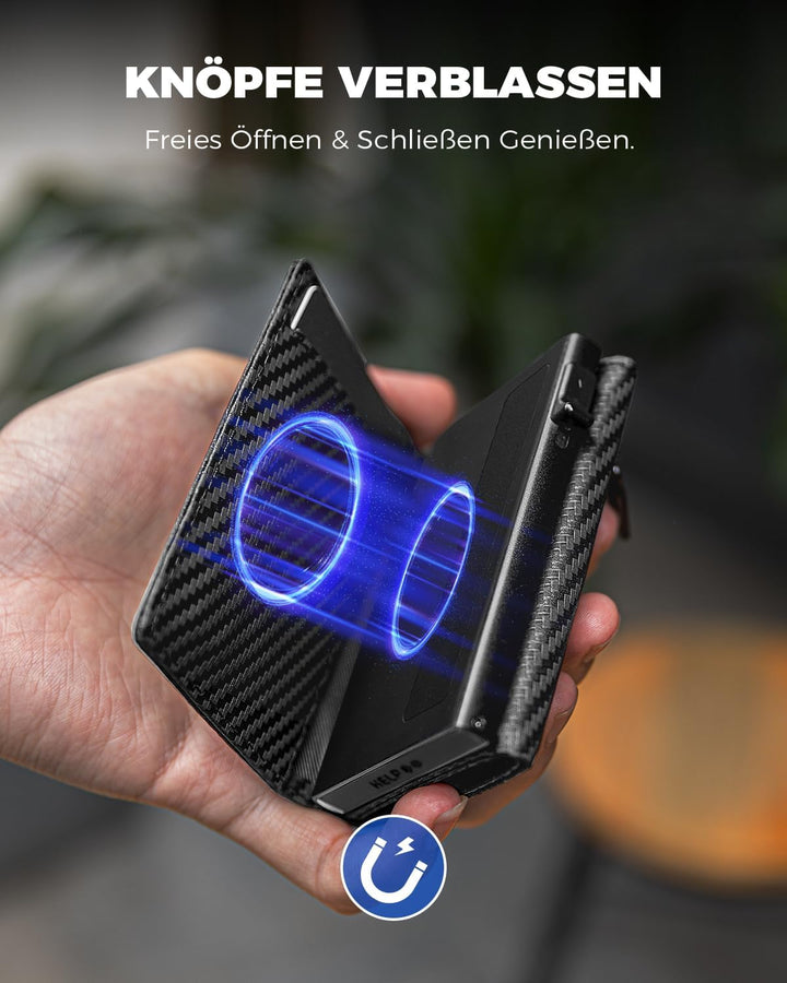 MagSnap Portmonee Herren I Slim Wallet mit Münzfach I Kreditkartenetui Geldbeutel für 10+ Karten I M