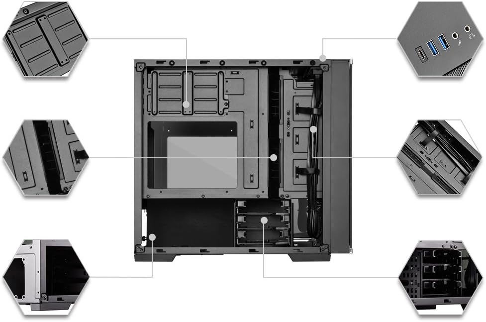 SilverStone Technology SST-LD01B - Lucid Serie Mini Tower Micro ATX Computer Gehäuse, 3X Seitenteil