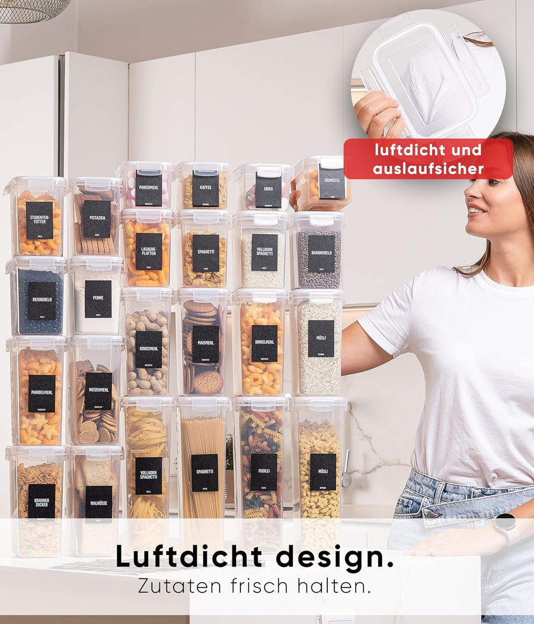 Deco haus® Vorratsdosen mit Deckel 24 Set L - Aufbewahrungsbox Küche Luftdicht Vorratsbehälter - Fri