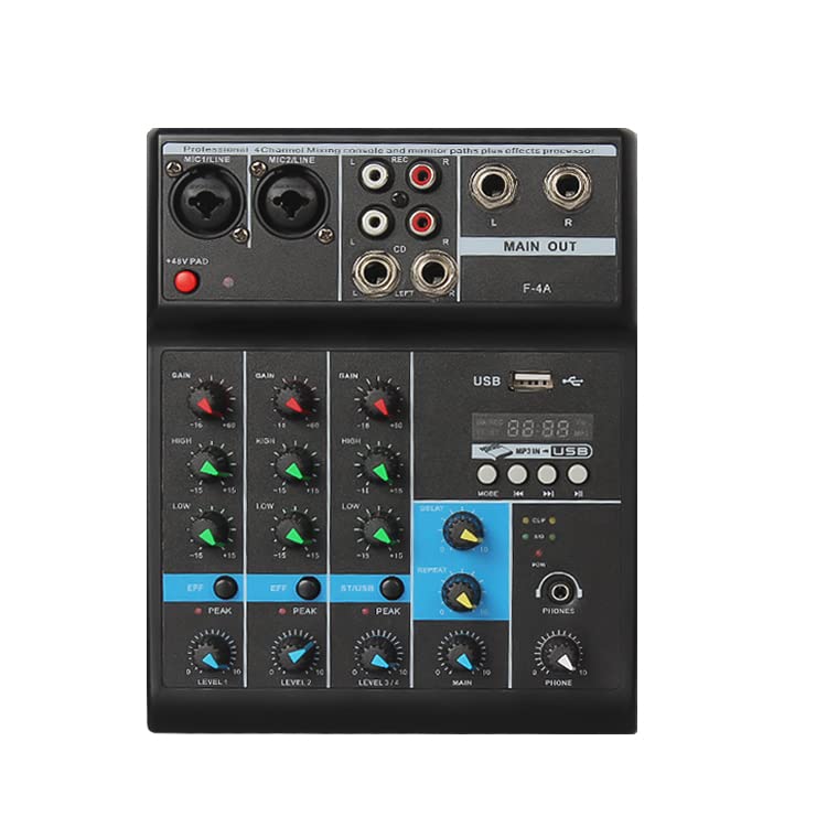Iriisy Professioneller Mini-Audiomixer mit USB-Kanälen, kabellos, 48 V, Phantom-Stromversorgung für