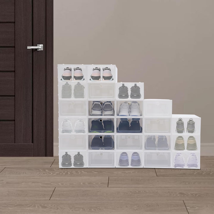 24 Stück Schuhboxen Stapelbar Schuh Aufbewahrung Box