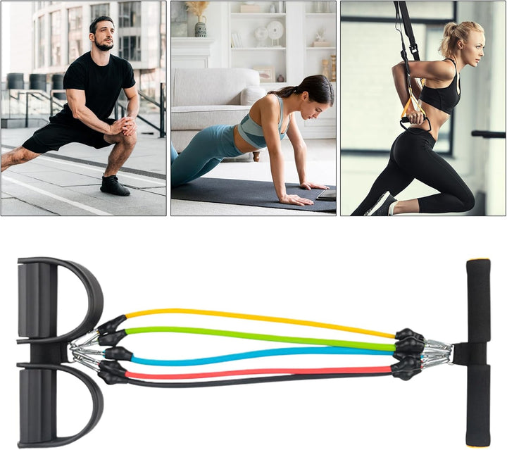 Spannseil, multifunktional, 5 Röhren, für Pedale, elastisches Widerstandsband mit Pedalen, Griffen,