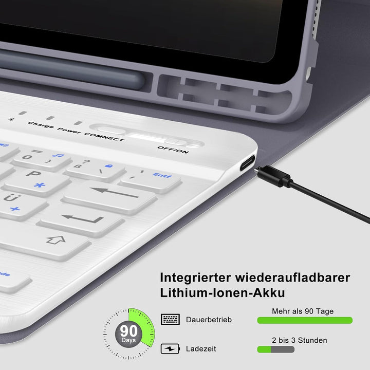 Tastatur Hülle für Samsung Galaxy Tab A9 8.7'' 2023, QWERTZ Deutsches Tastatur Magnetische Wireless