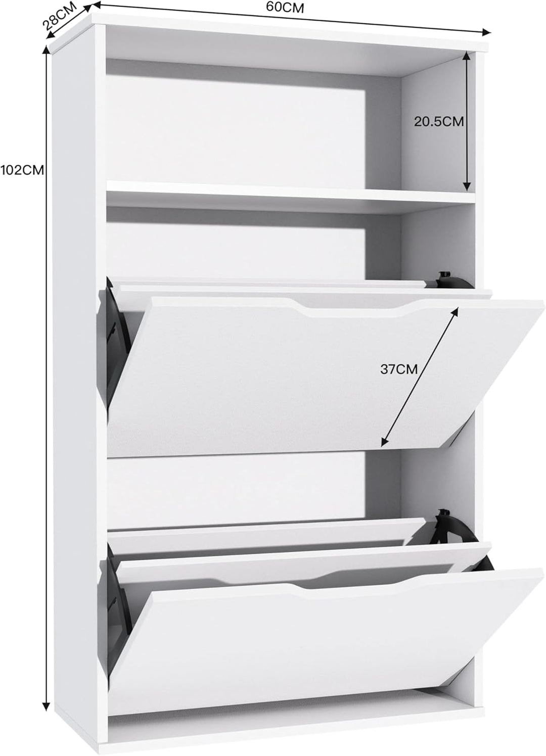 Garvis Doppellagig Schuhschrank 2 Klappen + Ablage – Hohe Kapazität (12 Paar) – Schmal 60x102x28 cm