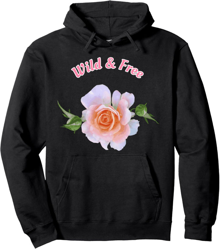 Cute Pink wild and free flower Pullover Hoodie