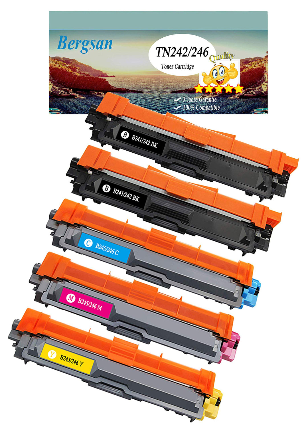 Bergsan Toner Kompatibel mit Brother TN-241 TN-245 TN-242 TN-246 für Brother MFC-9332CDW DCP-9022CDW