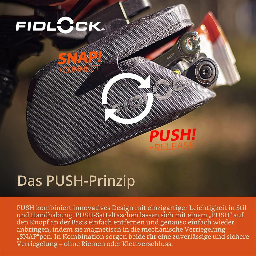 Fidlock Unisex – Erwachsene Push Saddle Bag 400 Fahrradtasche, Schwarz, 400ml, 400ml