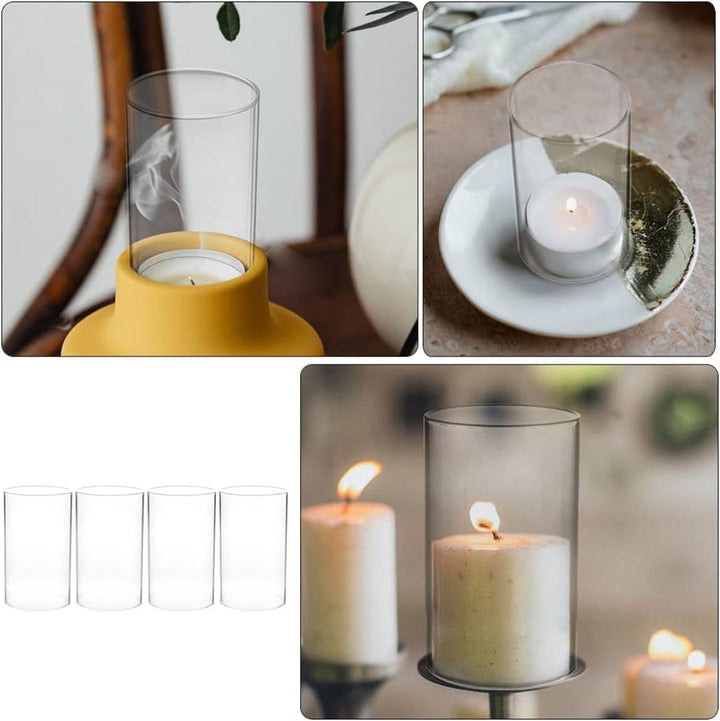BESPORTBLE Replacement Light Glass 4 Stücke Glaszylinder Teelichtgläser Windlichtgläser Ersatz Trans