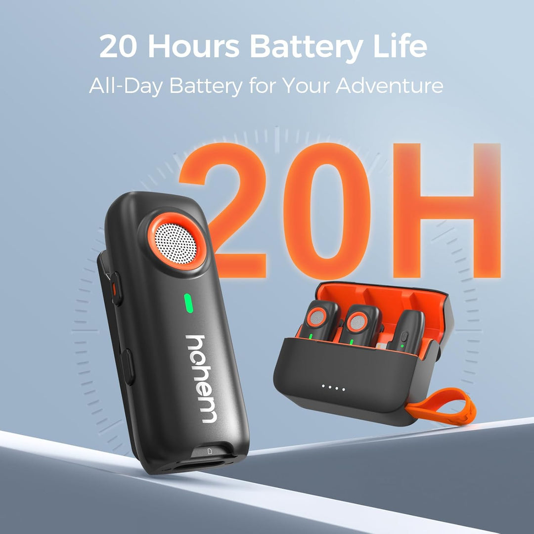 hohem MIC-01 Lavalier Mikrofon Wireless für iPhone iPad, Zweikanal-Aufnahme, 360° Tonaufnahme, 20H N
