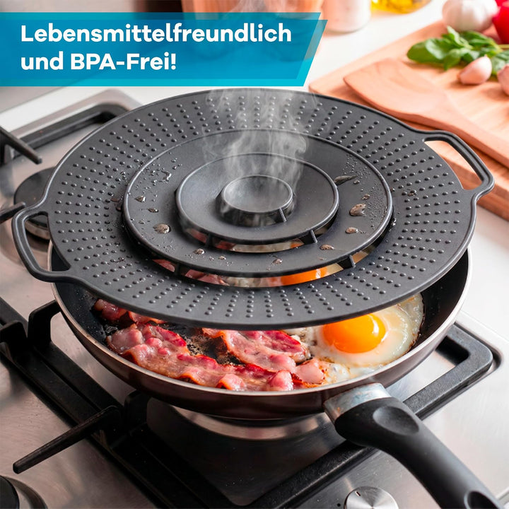 Netrox Überkochschutz und Pfannen Spritzschutz aus Silikon | Überlaufschutz für Töpfe und Pfanne Ø 1