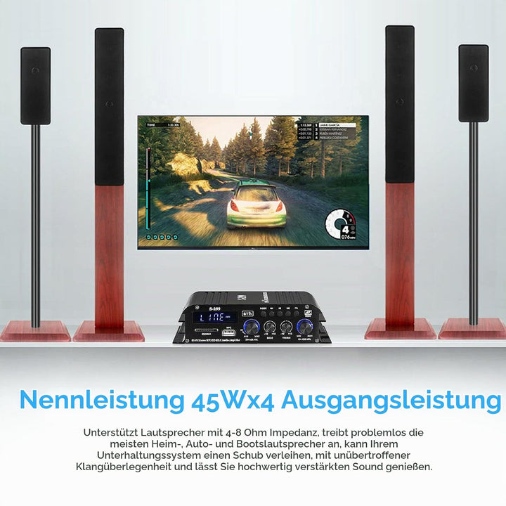 HiFi 4.0-Kanal Verstärker Bluetooth Digital Leistungsverstärker für Heim/Auto Bass Audioverstärker A