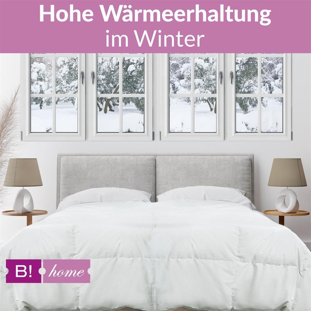 B!HOME Winterdecke 100% Daunen 155x200cm (960g) Kassettenstegbett Bezug 100% Baumwolle Decke Winterb
