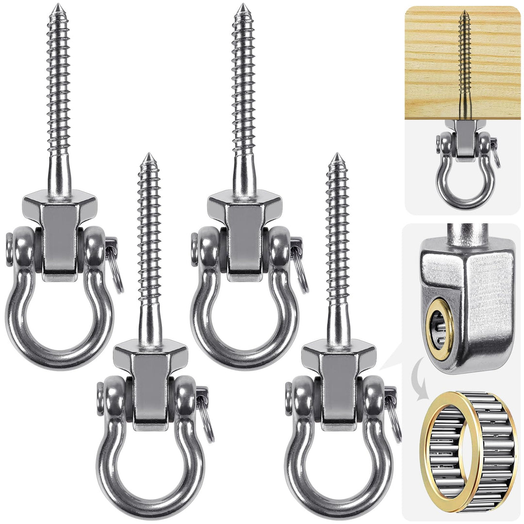 SELEWARE Robuste Edelstahl-Schaukelaufhänger mit Lagern, 4er-Pack – leise und reibungslose Drehhaken