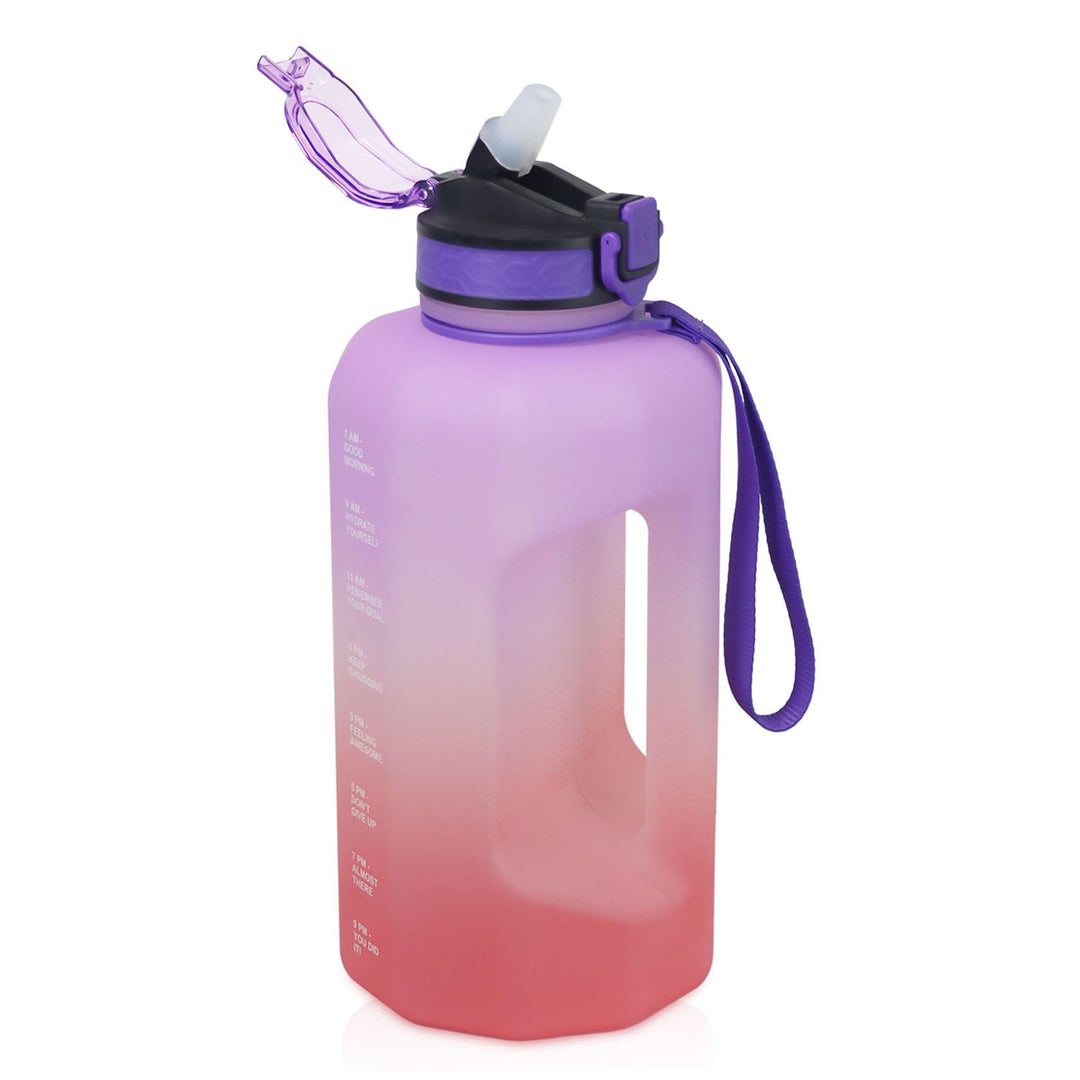 Trinkflasche 2.2L mit Griff und Zeitmarkierungen, BPA Frei Grosse Wasserflasche für Fitness Outdoor