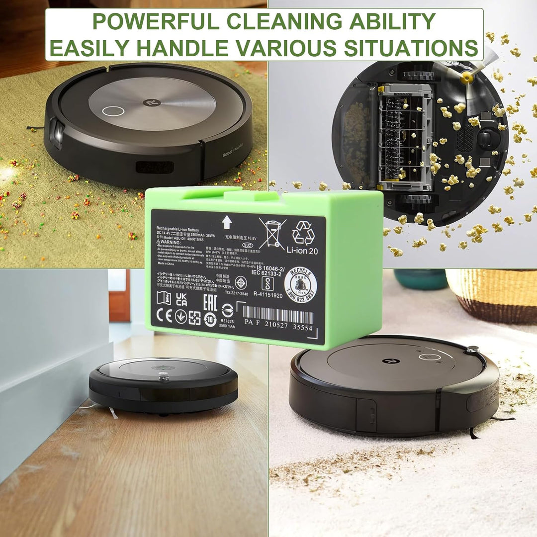 14,4 V 2500 mAh Ersatz-Li-Ionen-Akku, kompatibel mit iRobot Roomba e und i Serie i8/i8+, i7/i7+/i7Pl