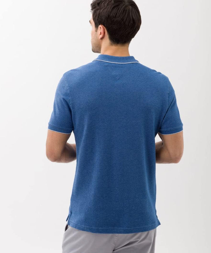 BRAX Herren Style Paddy Two Tone Piqué Poloshirt in Sportiver Optik Polohemd M Cobalt, M Cobalt