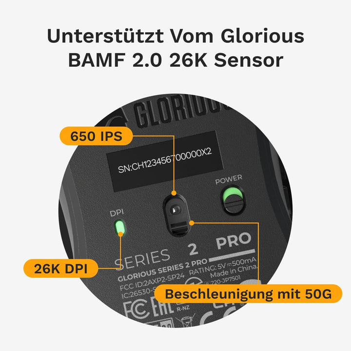 GLORIOUS Gaming Series 2 PRO Kabellose Gaming-Maus - Kompakt, Leichtgewicht: 55 g, Kabelloses Abtast