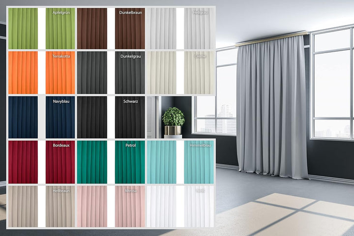 BEAUTEX 2er Set Kräuselband Verdunkelungsvorhang mit U-Band, Gardinen abdunkelnd und Blickdicht (B=1