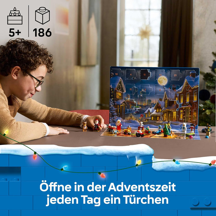 LEGO City Adventskalender 2025 - Weihnachten Spielzeug mit 24 Überraschungen - Zug, Auto & Traktor s