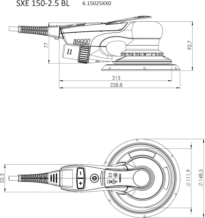 metabo Exzenterschleifer SXE 150-2.5 BL - 350 W, 150 mm Schleifteller - Leicht & flach, VTC Elektron