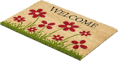 Carpido Fussmatte Kokos Blumenwiese Natur – Türmatte 40x60 cm 2er Set – antibakterielle Matte – Koko