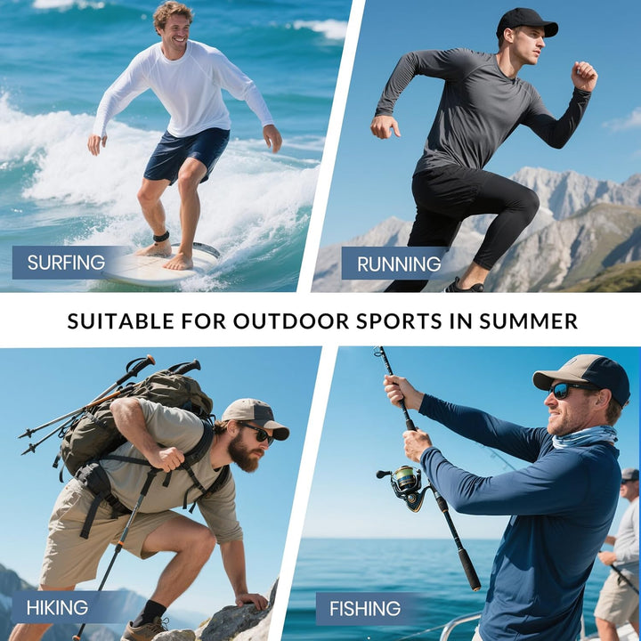 MEETWEE UV-Shirt für Herren, lang/kurze Ärmel, UPF 50+, Rashguard, UV-Schutz, atmungsaktiv, schnell