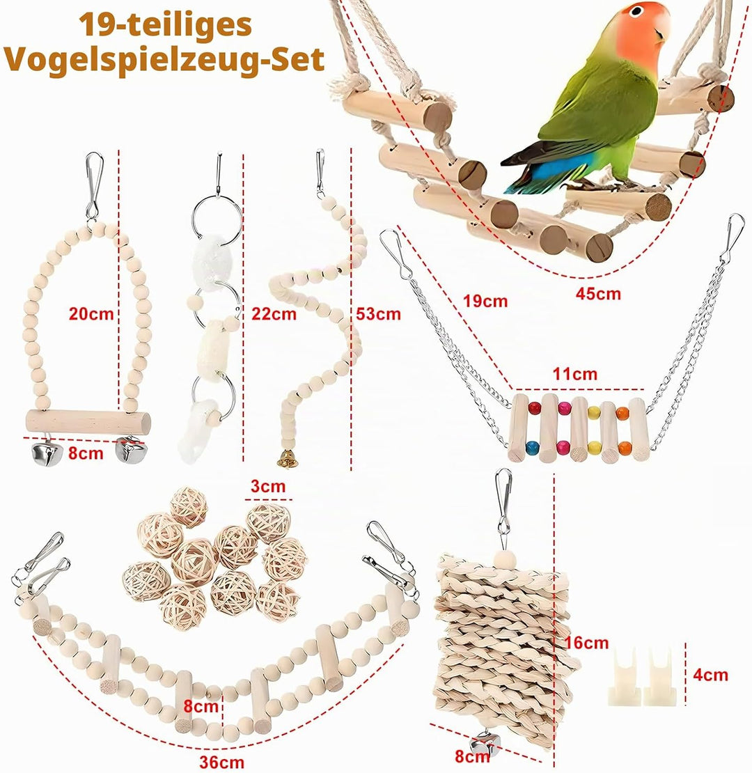 Vogel Spielzeug Käfig Papageien Spielzeug Natur 19 Stück Vogelspielzeug Hängend Vogel zubehör Hängem
