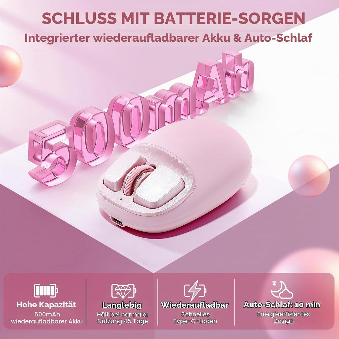YUNZII C1 Silikon-Funkmaus,Tri-Mode 2,4 GHz/USB-C/Bluetooth Maus, 4800 DPI Optisches Abtastung, 6 Ve