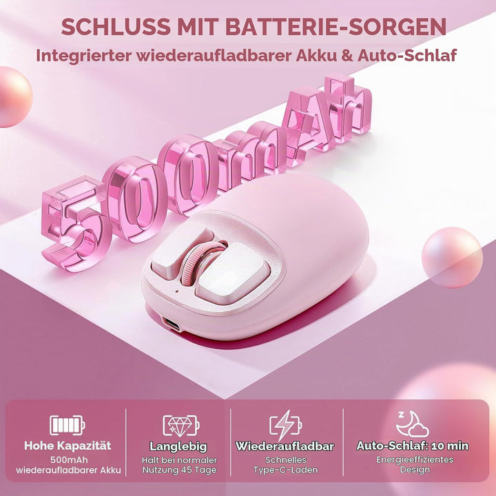 YUNZII C1 Silikon-Funkmaus,Tri-Mode 2,4 GHz/USB-C/Bluetooth Maus, 4800 DPI Optisches Abtastung, 6 Ve