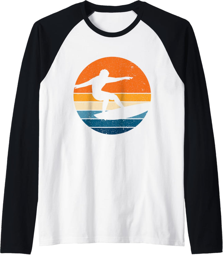 Surfen Sport Retro Vintage Sunset Beach Surfer Raglan