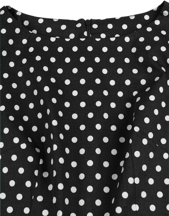 AXOE Damen Rockabilly Kleider 50er Jahre Baumwolle Gürtel S Schwarz, S Schwarz