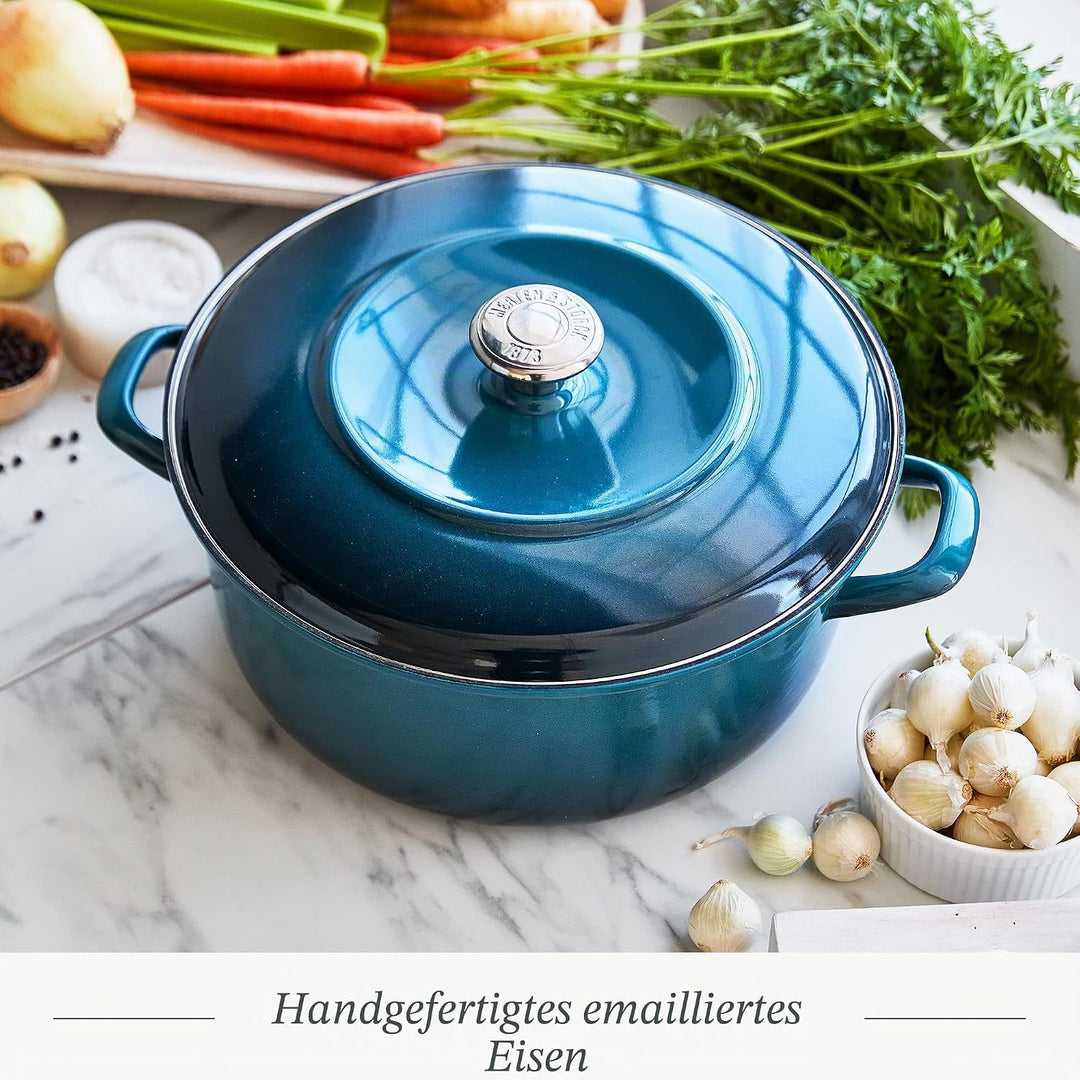 Merten & Storck Dutch Oven Runder Schmortopf, 26cm/5 Liter, Tiefblau mit Farbverlauf 26cm/5L Tiefbla