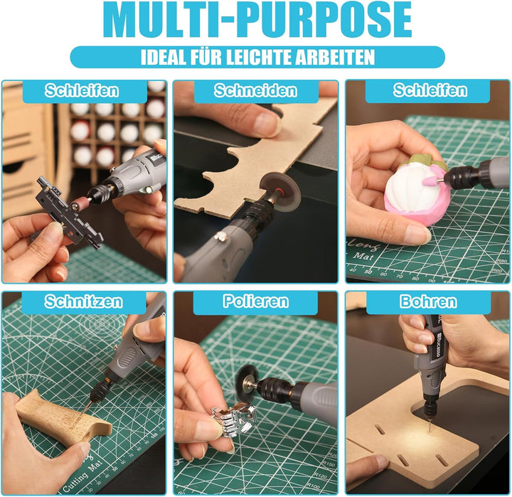 Rotationswerkzeug-Kit mit variabler Geschwindigkeit und 2.0-Universalfutter von 1/50'' bis 1/8'', ka
