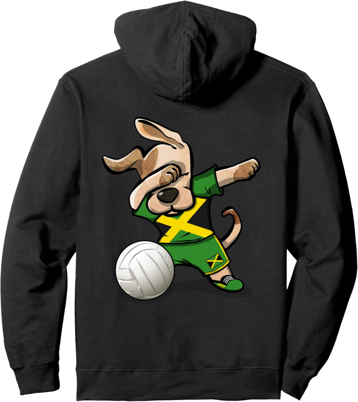 Tupfender Hund Jamaika Volleyball Jamaikanische Flagge Sport Pullover Hoodie