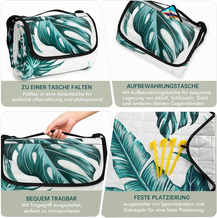 HAUSPROFI Picknickdecke 200x300, wasserdicht & isoliert - XXL Outdoor Decke für Picknick, Strand, Ca