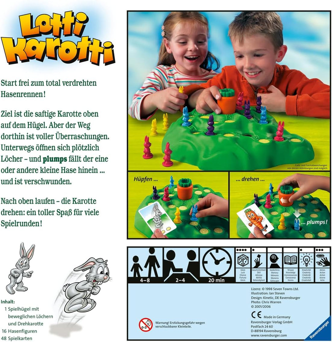Ravensburger 21556 - Lotti Karotti, Brettspiel für Kinder ab 4 Jahren, Familienspiel für Kinder und