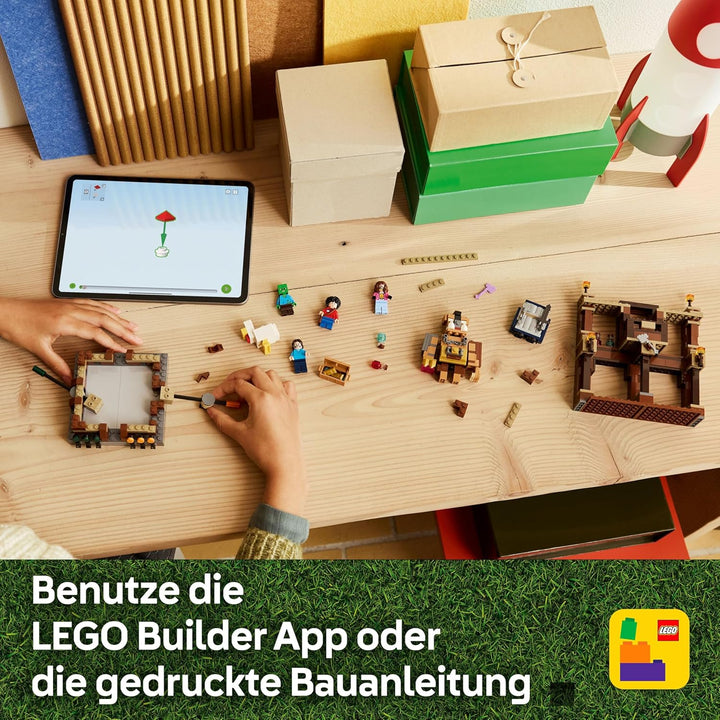 LEGO Minecraft Waldanwesen mit Boxring - Interaktives Gaming Spielzeug- Baby-Zombie, Steve, Garret u